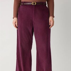 CORDUROY MIDDLE WAIST POCKET STRAIGHT LEG TROUSERS